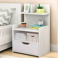 Mesa de Noche Velador Vintage Kiara 1 Cajón Color Blanco