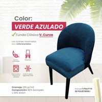 Funda vintage curva de terciopelo 4 unidades - Verde Azulado