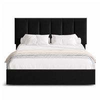 Cama Tapizada Listón Adda LeMueble 2 Plazas Negro