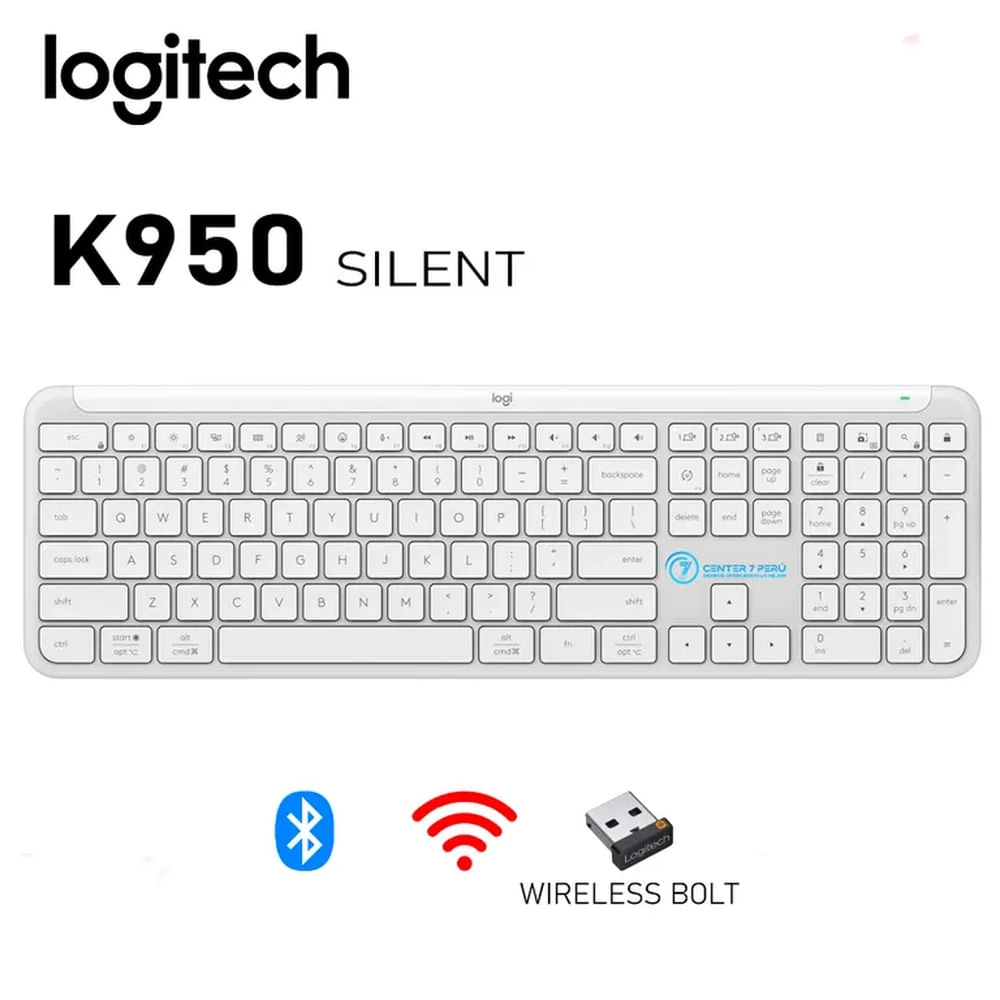 TECLADO LOGITECH SLIM SILENT K950 WIRELESS BOLTBLUETOOTH SP WHITE