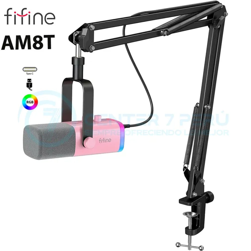 Micrófono Fifine AM8T PINK con Brazo
