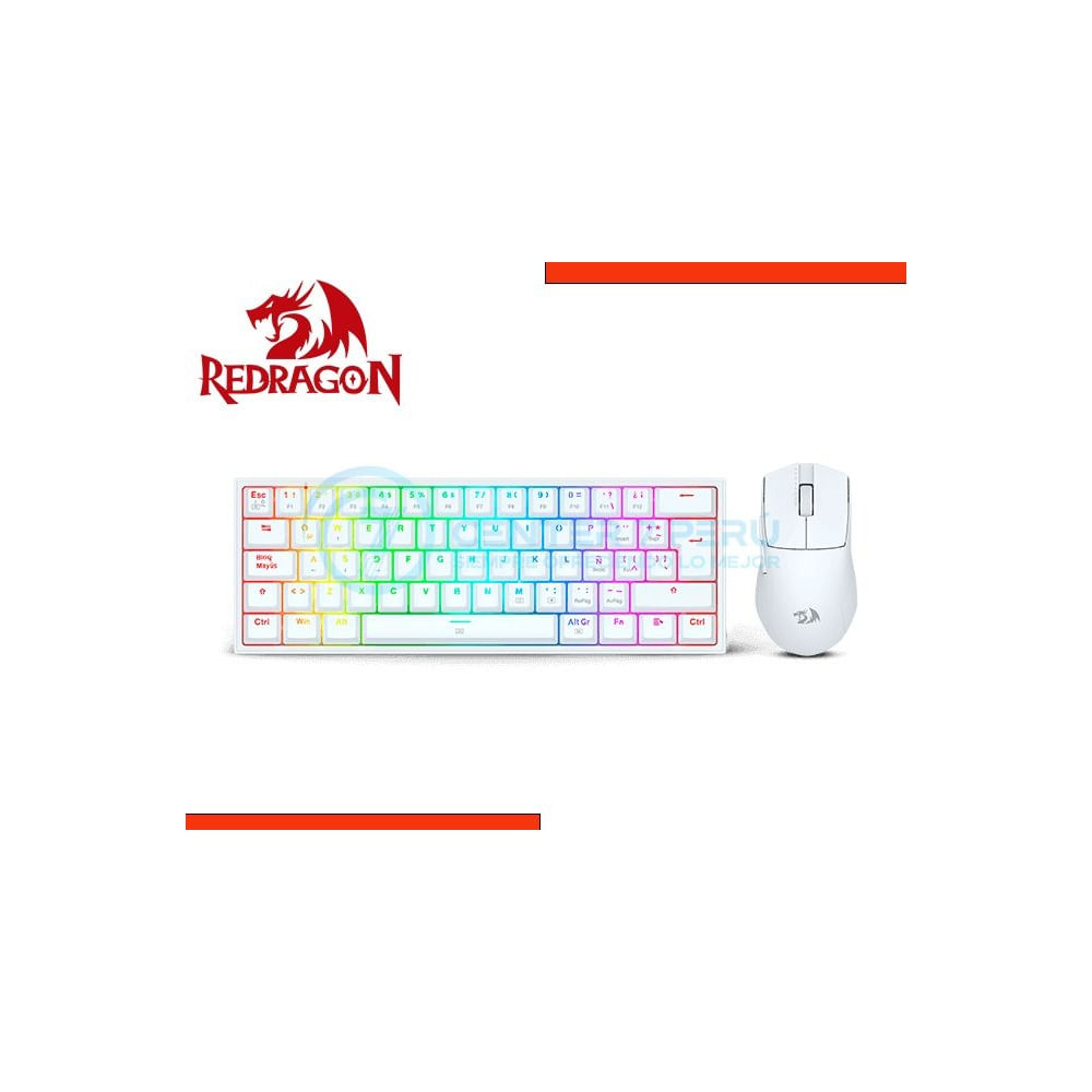 Combo Redragon S143 Teclado K617RGB FIZZ SP + Mouse M724 White