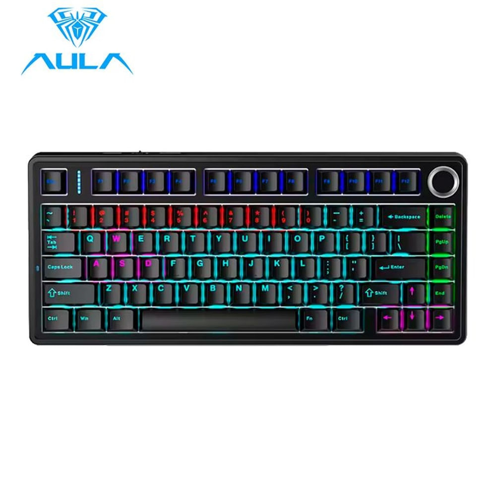 Teclado Aula F75 Rainbow Cableado Inglés BLACK - RED SWITCH