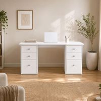 Escritorio De Melamina Moderno Con 6 Cajones Blanco