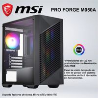 CASE MID TOWER MSI PRO FORGE M050A ARGB PANEL DE VIDRIO TEMPLADO BLACK