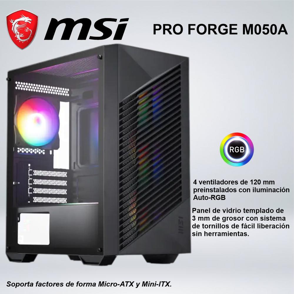 CASE MID TOWER MSI PRO FORGE M050A ARGB PANEL DE VIDRIO TEMPLADO BLACK