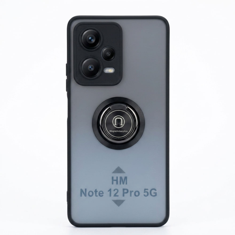 Case ahumado con soporte magnetico para Xiaomi HM Note 12 Pro - NEGRO