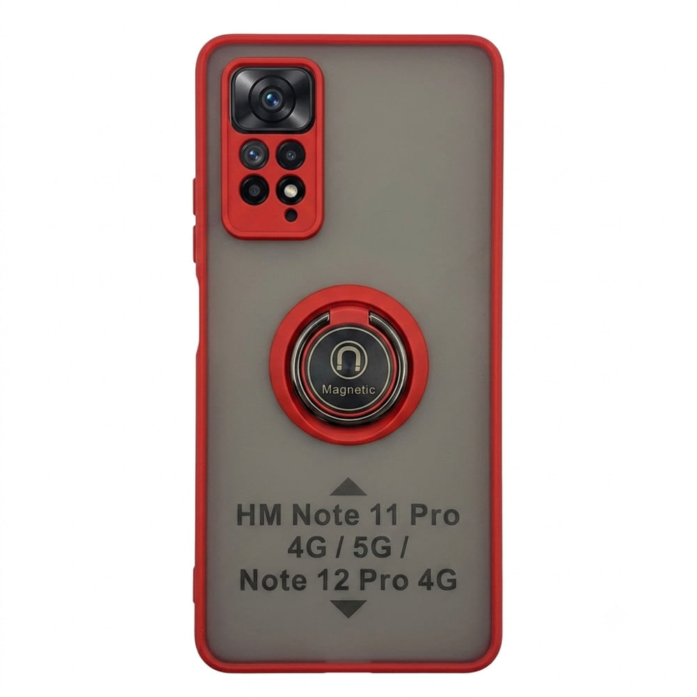 Case ahumado con soporte magnetico para Xiaomi HM Note 11 Pro - ROJO