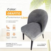 Funda vintage curva de terciopelo 8 unidades - Grafito