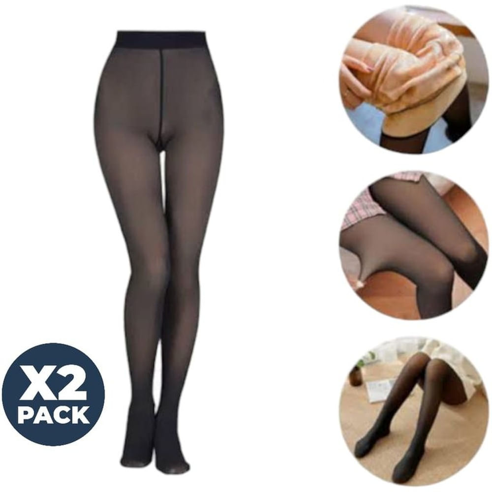 Pack 2 Medias de Invierno Translúcidas Térmicas Efecto Piel - Talla Estándar