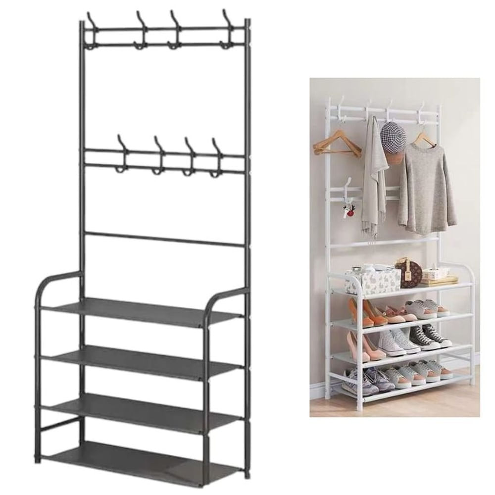 Rack Colgador Zapatera de 4Niveles de Metal 75cm x 295cm x 150cm