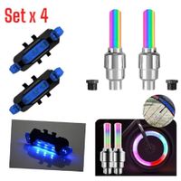 Luces RGB de Bicicleta 2 Traseras + 2 para Ruedas Coloridas
