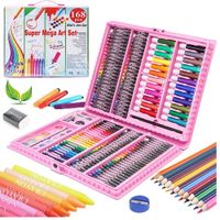 Mega Set de Arte Dibujo y Pintura 168 Piezas Rosado