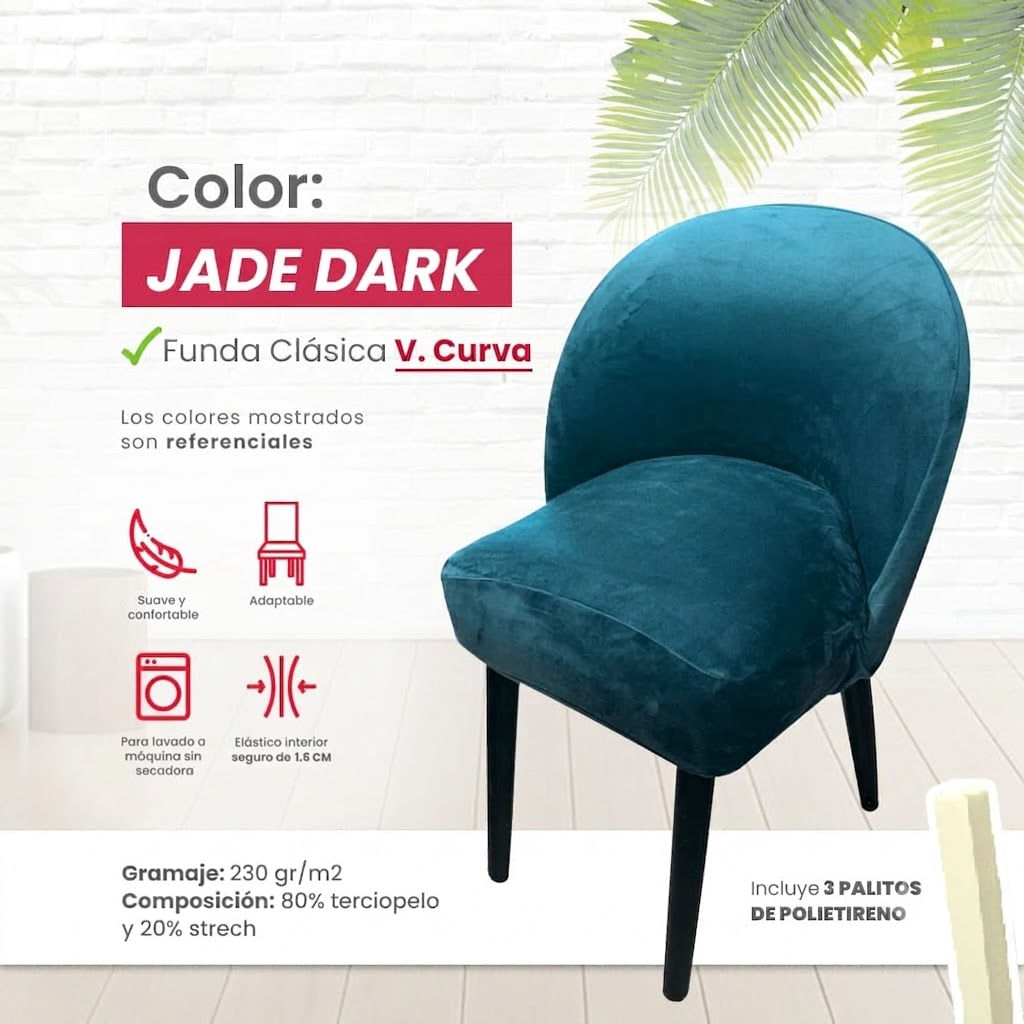 Funda vintage curva de terciopelo 6 unidades - Jade Dark