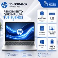 Laptop HP AMD Ryzen 5 7520U 8GB LPDDR5 512GB SSD 15.6 FHD Touch Wi-Fi 6 Windows 11 15-FC0146DX