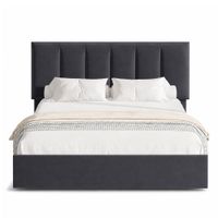 Cama Tapizada Listón Adda LeMueble 1.5 Plz Gris Oscuro