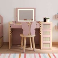 Tocador Silla Infantil Congala con Espejo y Luces Led Color RosadoDuna TU MESITA
