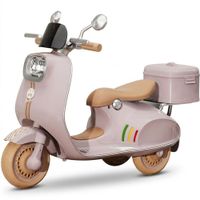 Scooter Moto Eléctrica para Niños Estilo Vespa Primavera Rosa 6V Doble Motor Luces LED y Música