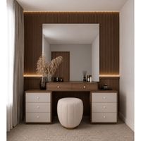 Tocador Moderno Kyoto TU MESITA con Espejo XL y Wallpanel Listonado Catania y Capri Canto Grueso