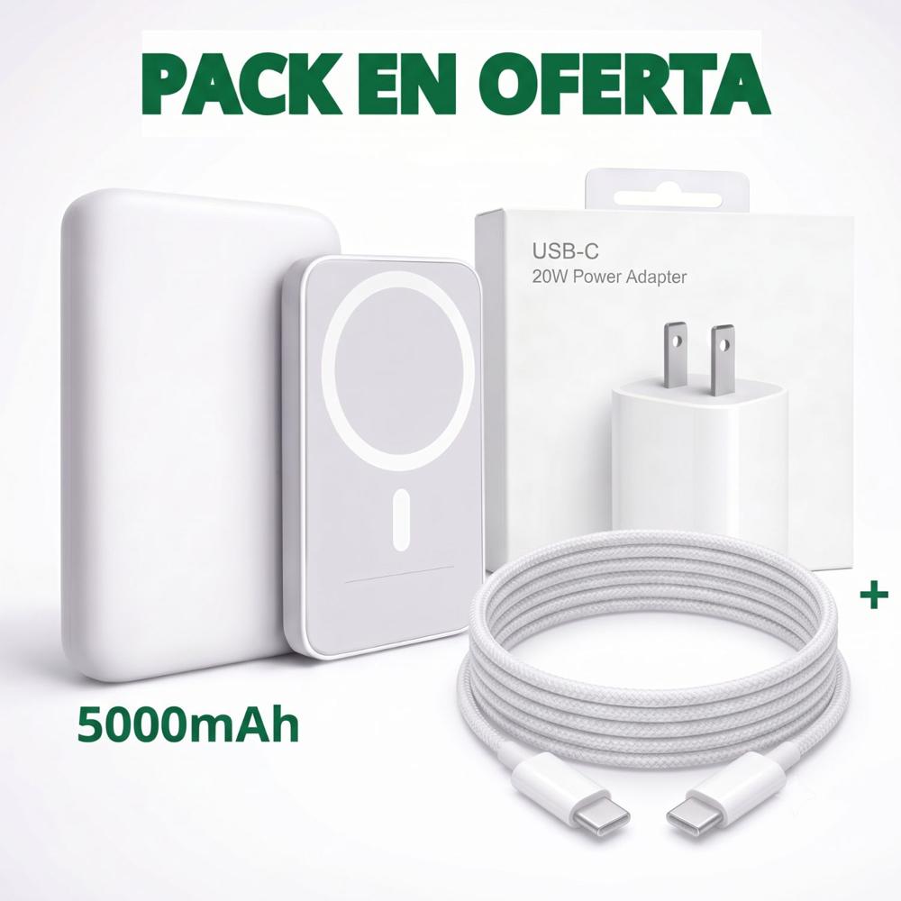 PACK DE CARGA BATERÍA MAGNÉTICA 5000mAh CABLE TIPO C TRENZADO