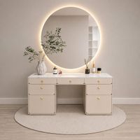 Tocador Luxury Ori con Espejo Retroiluminado y Mesada de Melamina tipo Marmol TU MESITA