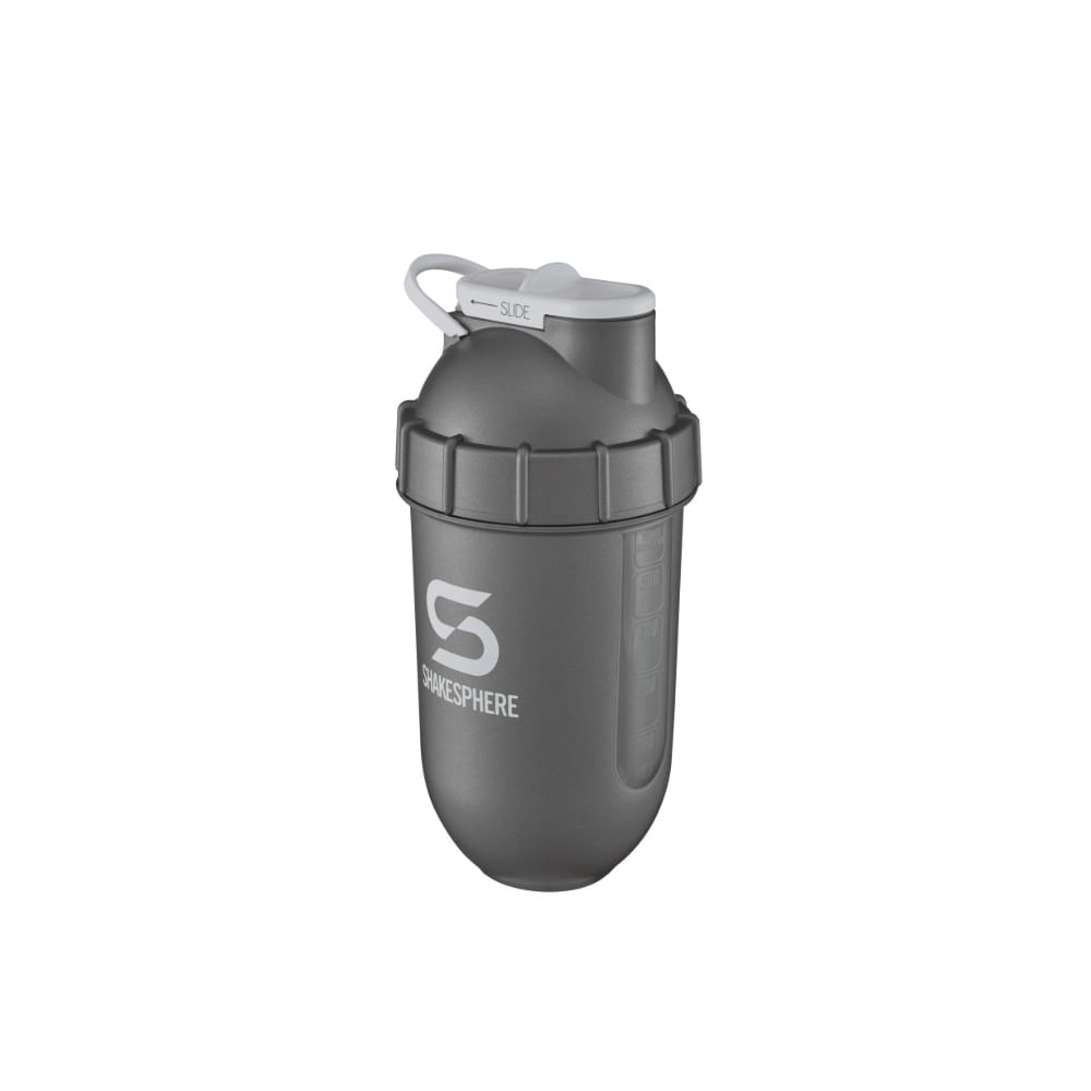 Shaker Bottle Shakesphere Tumbler, View, Gun Metal/clear Window