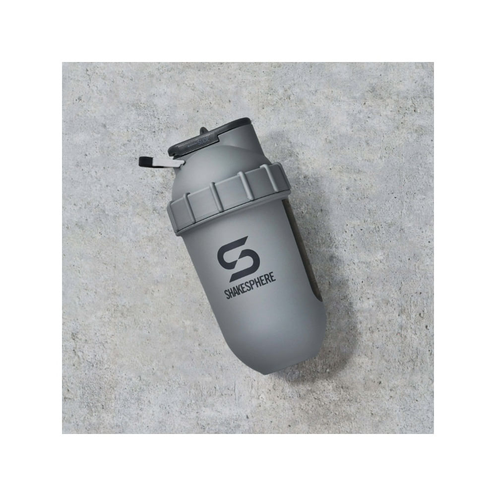 Shaker Bottle Shakesphere Tumbler, View, Matte Grey/black Window