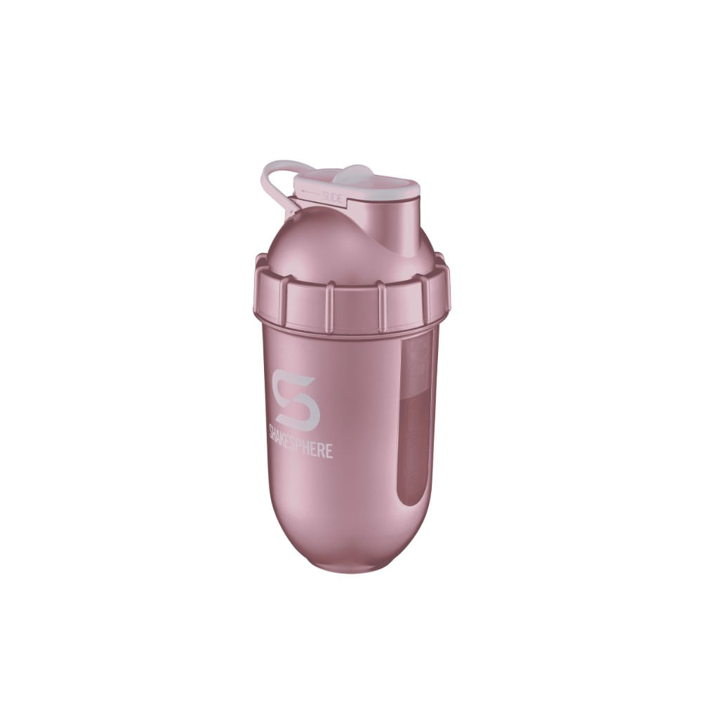 Shaker Bottle Shakesphere Tumbler, View, Rose Gold/clear Window