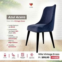 Funda de silla vintage en terciopelo grueso 6 unidades - Azul Acero