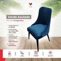 Funda de silla vintage en terciopelo grueso 6 unidades - Verde Azulado