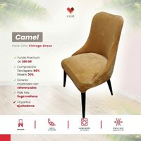 Funda de silla vintage en terciopelo grueso 4 unidades - Camel