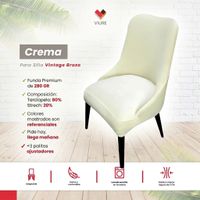 Funda de silla vintage en terciopelo grueso 6 unidades - Crema