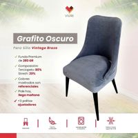 Funda de silla vintage en terciopelo grueso 6 unidades - Grafito Oscuro