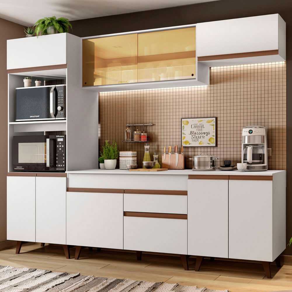 Mueble de Cocina Integral Reims 260 cm con Encimera - Blanco 02