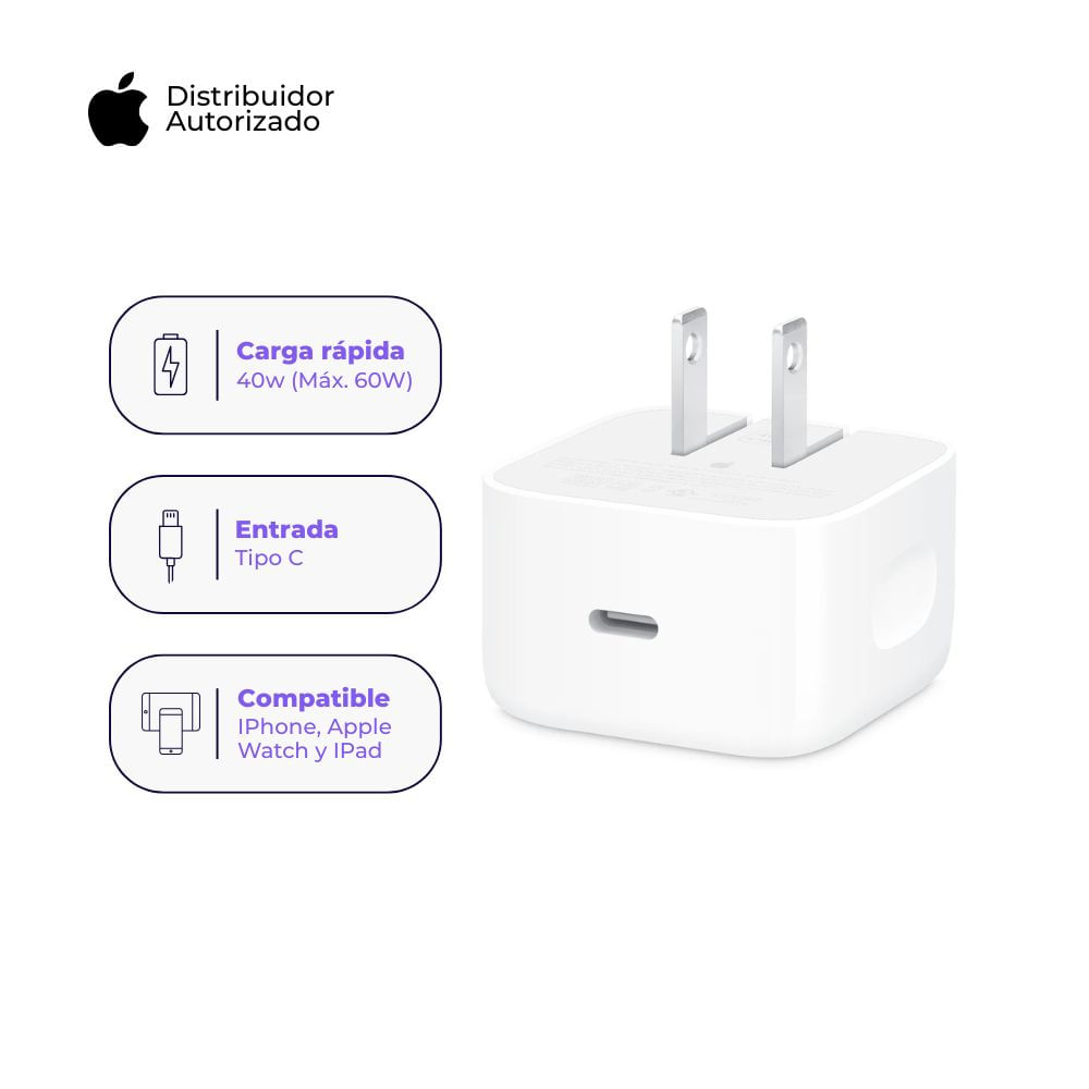 Adaptador Apple de Carga dinámico de 40 W máx. 60 W Color Blanco
