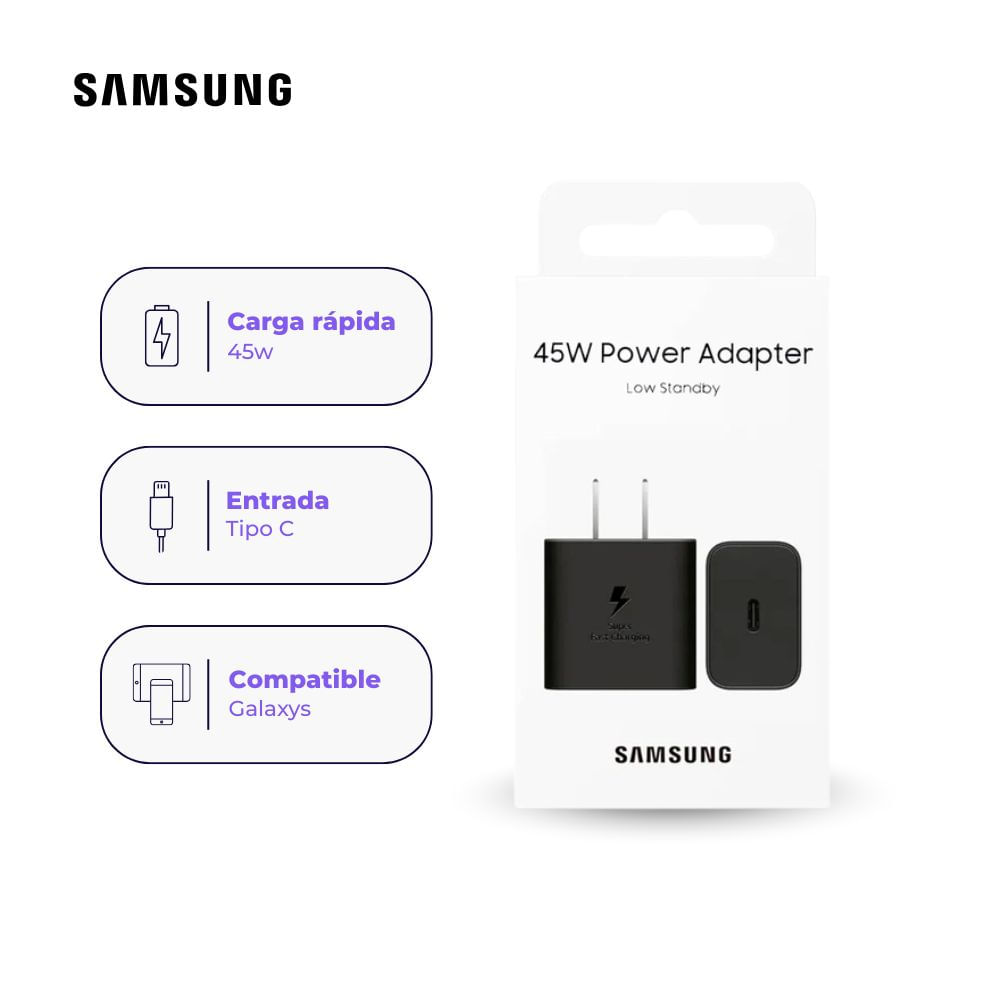 Cargador Original Samsung de carga rápida USB-C 45W sin Cable