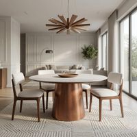 Juego de Comedor Nordic 4 sillas de madera Base enchapada MDF y Piedra sinterizada TU MESITA