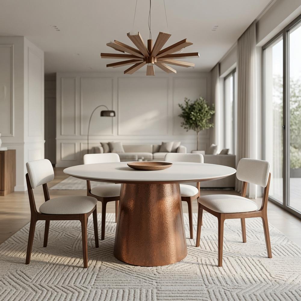 Juego de Comedor Nordic 4 sillas de madera Base enchapada MDF y Piedra sinterizada TU MESITA