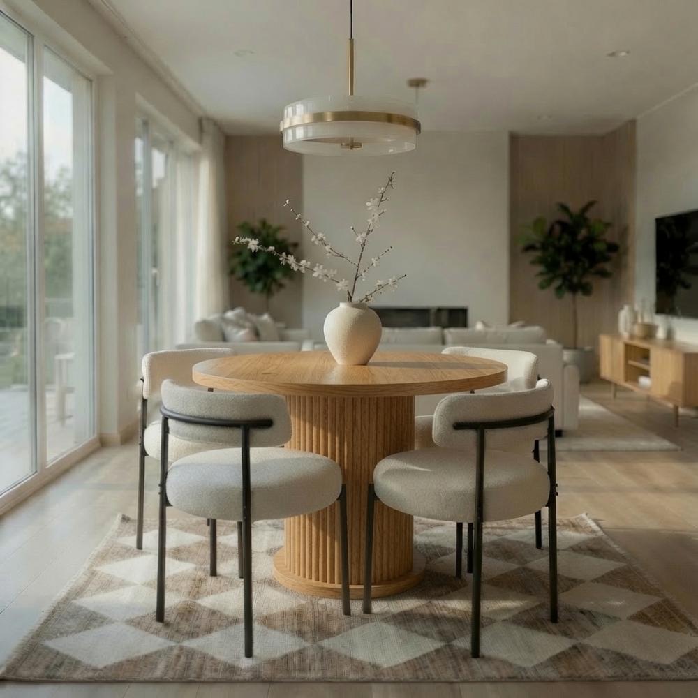 Juego de Comedor Amara Color Caramelo con Tablero Laminado 4 Sillas TU MESITA