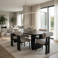 Juego de Comedor Luxury MDF 6 sillas de Madera modernas TU MESITA