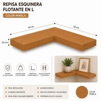 Repisa Esquinera Flotante en L Color Panela 40x40 x 3.6 cm de Melamina Pelikano