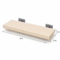 Repisa Flotante Recta Color Toquilla 40x12 x1.8 cm de Melamina Pelikano para Sala Dormitorio Oficina