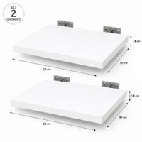 Set 2 Repisas Flotante Recta Blanca 30x30 x 1.8 cm cm de Melamina Pelikano para Decoración