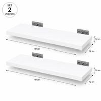 2 Repisas Flotante Recta Blanca 40x12 x1.8 cm de Melamina Pelikano para Sala Dormitorio Oficina