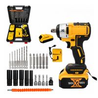 Kit Llave de Impacto Inalámbrica 1-2 pulgadas Doble Batería 180V Taladro Atornillador