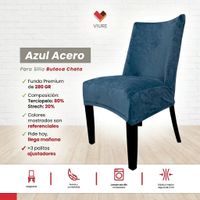 Funda de silla butaca curva de terciopelo 6 sillas - Azul Acero