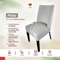 Funda de silla butaca curva de terciopelo 8 sillas - Plata