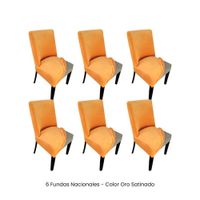 Funda de silla butaca curva de terciopelo 6 sillas - Oro Satinado