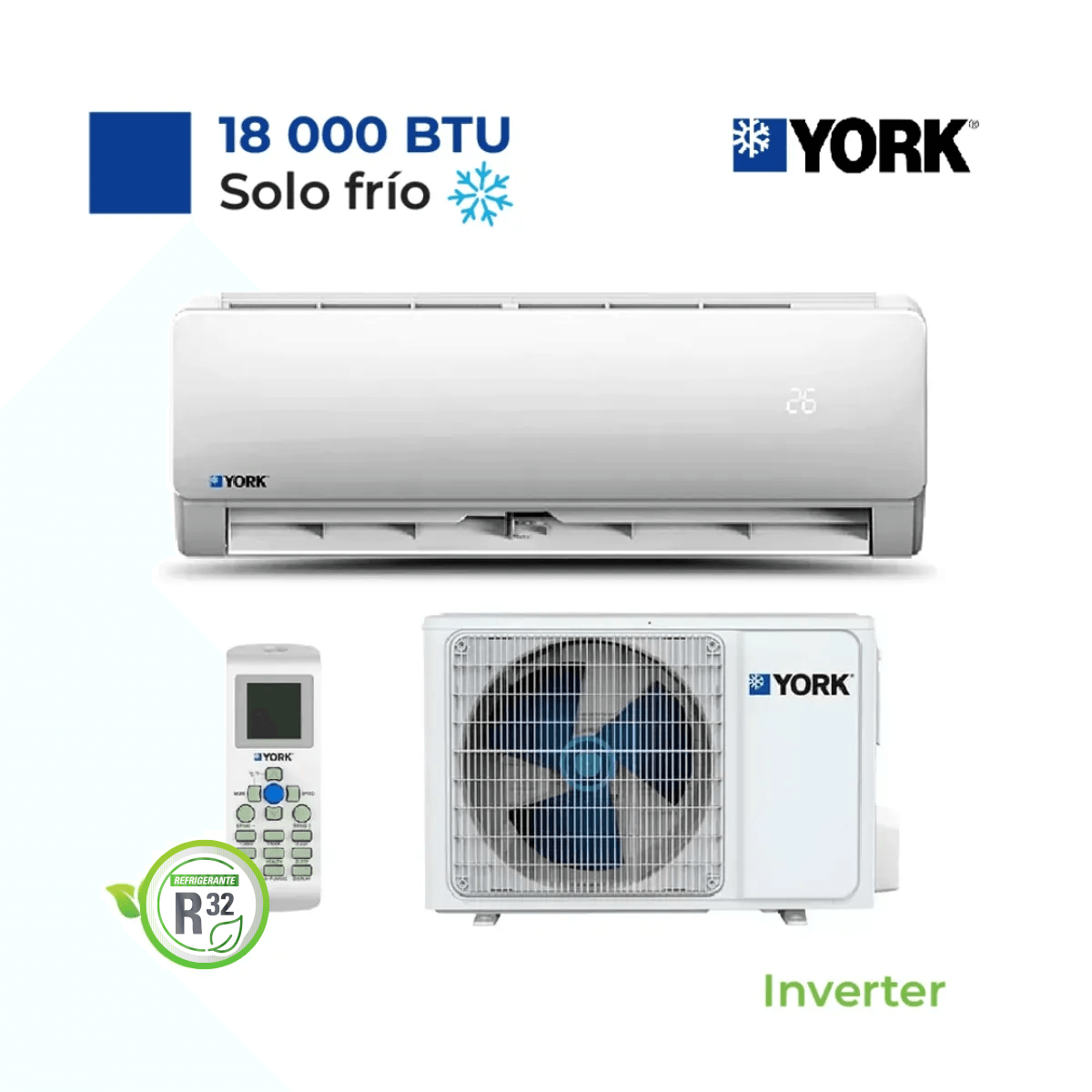 Aire Acondicionado York Split Pared De 18000 Btu-H Inverter Frío Solo