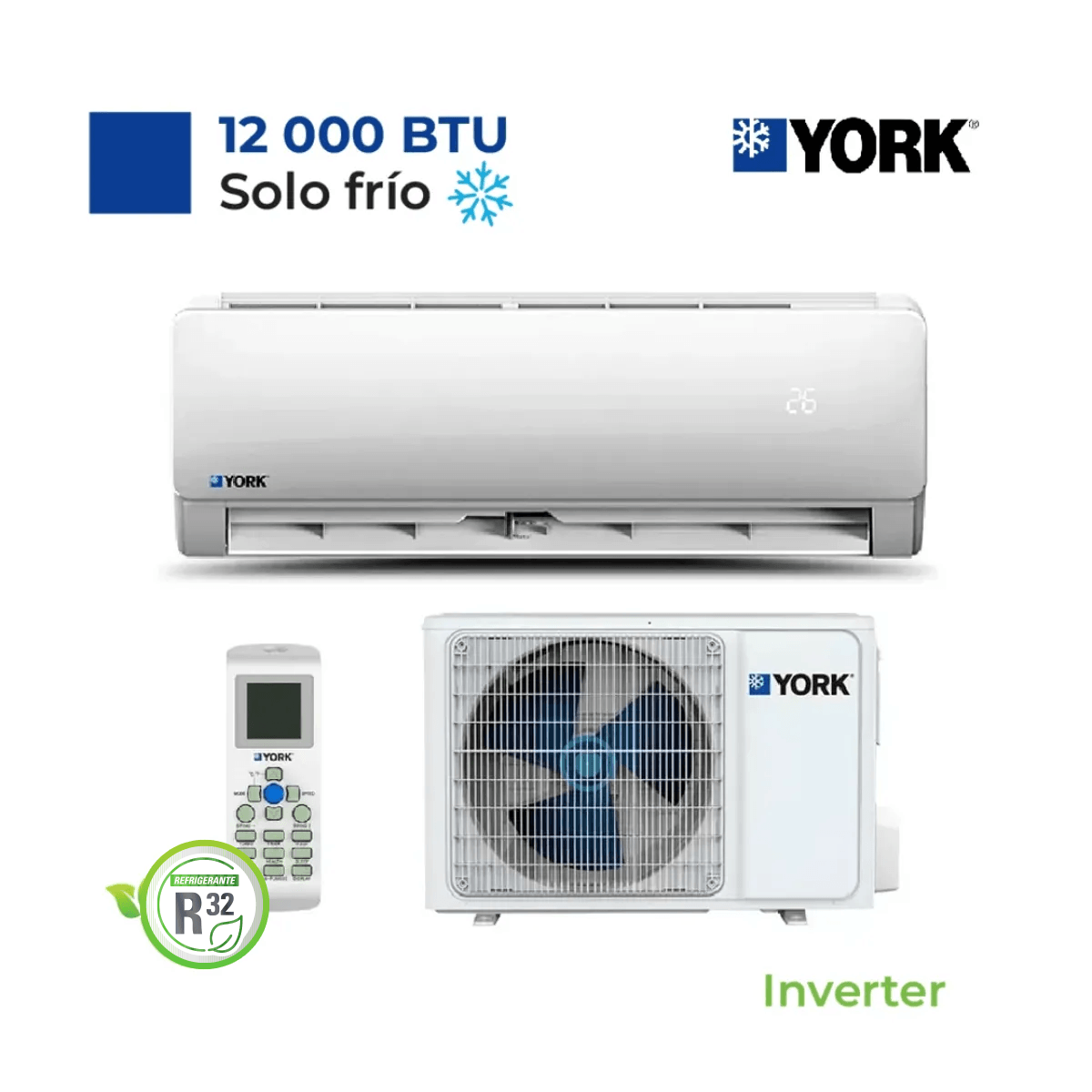 Aire Acondicionado York Split Pared De 12000 Btu-H Inverter Frío Solo